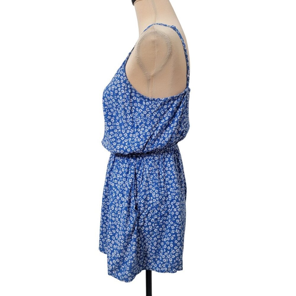 H&M DIvided Size M Blue White Floral Halter Top Shorts Romper, Exc. Used Cond. - Picture 2 of 13